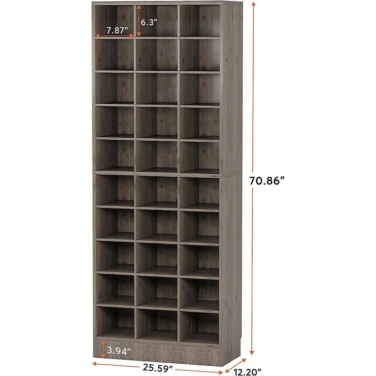 30 Pairs Tall Shoe Cabinet, 10 Tiers White Wooden Shoe Storage Rack for Closet, Entryway - 10-tier