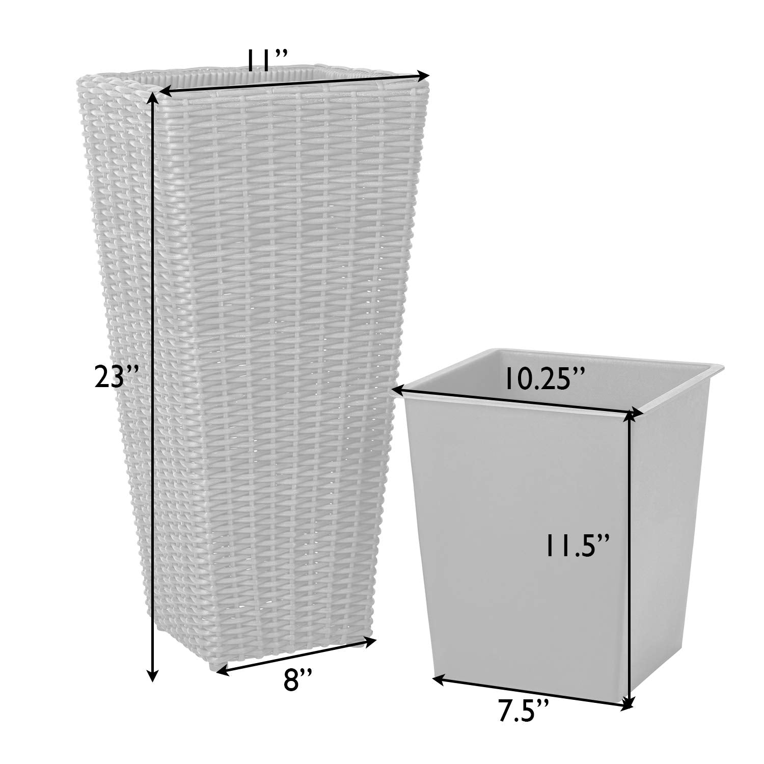 Patio Sense Alto Wicker All-Weather Planter Set with Liners