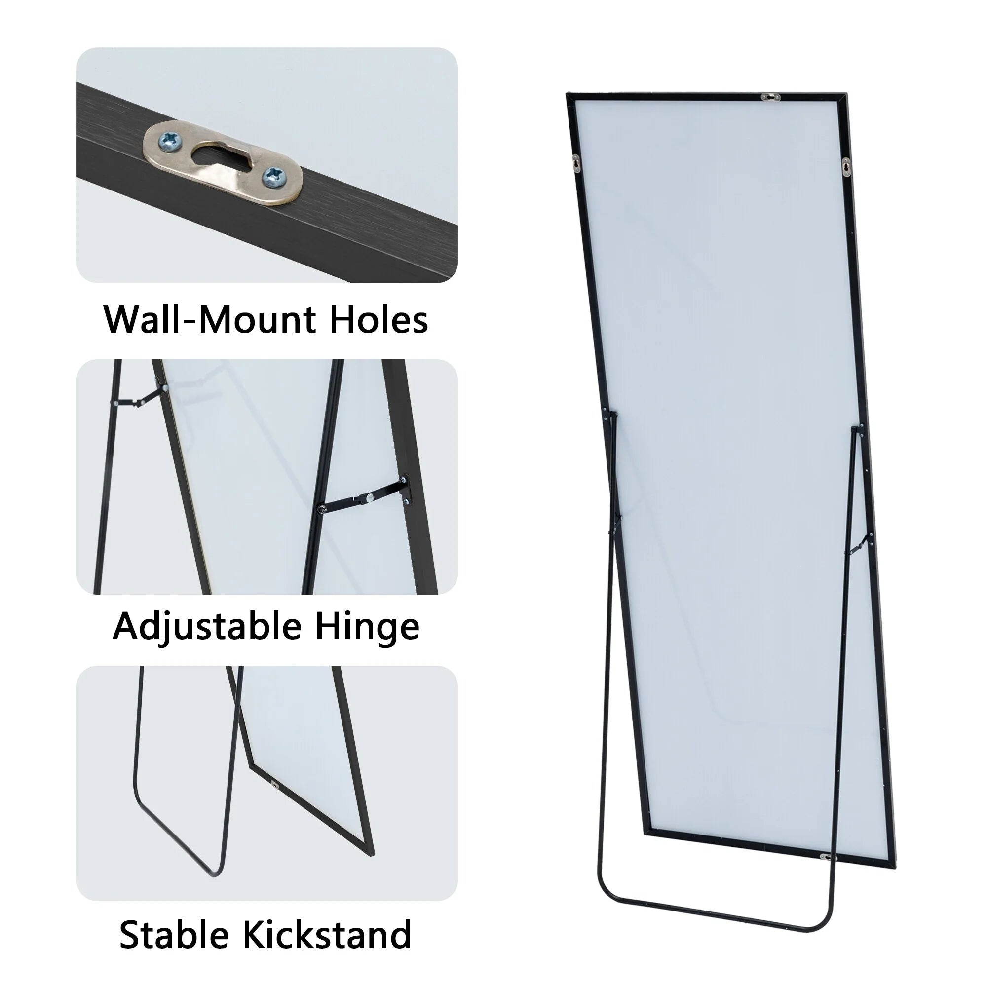 64x21 Full Length Floor Mirror with Stand Aluminum Alloy Frame,Wall-Mounted Mirror