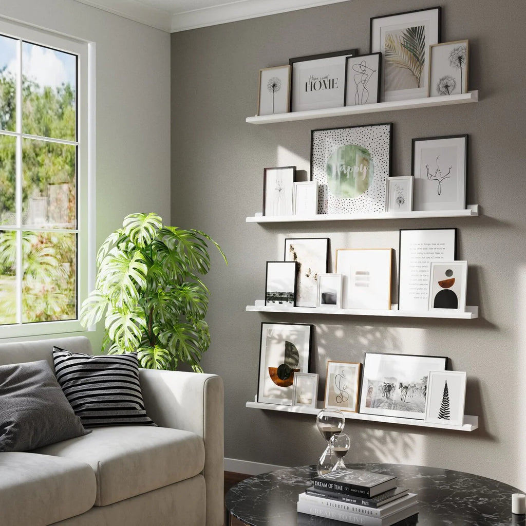 Wallniture Boston 46 Floating Shelves for Wall, Picture Ledge (Set of 4)