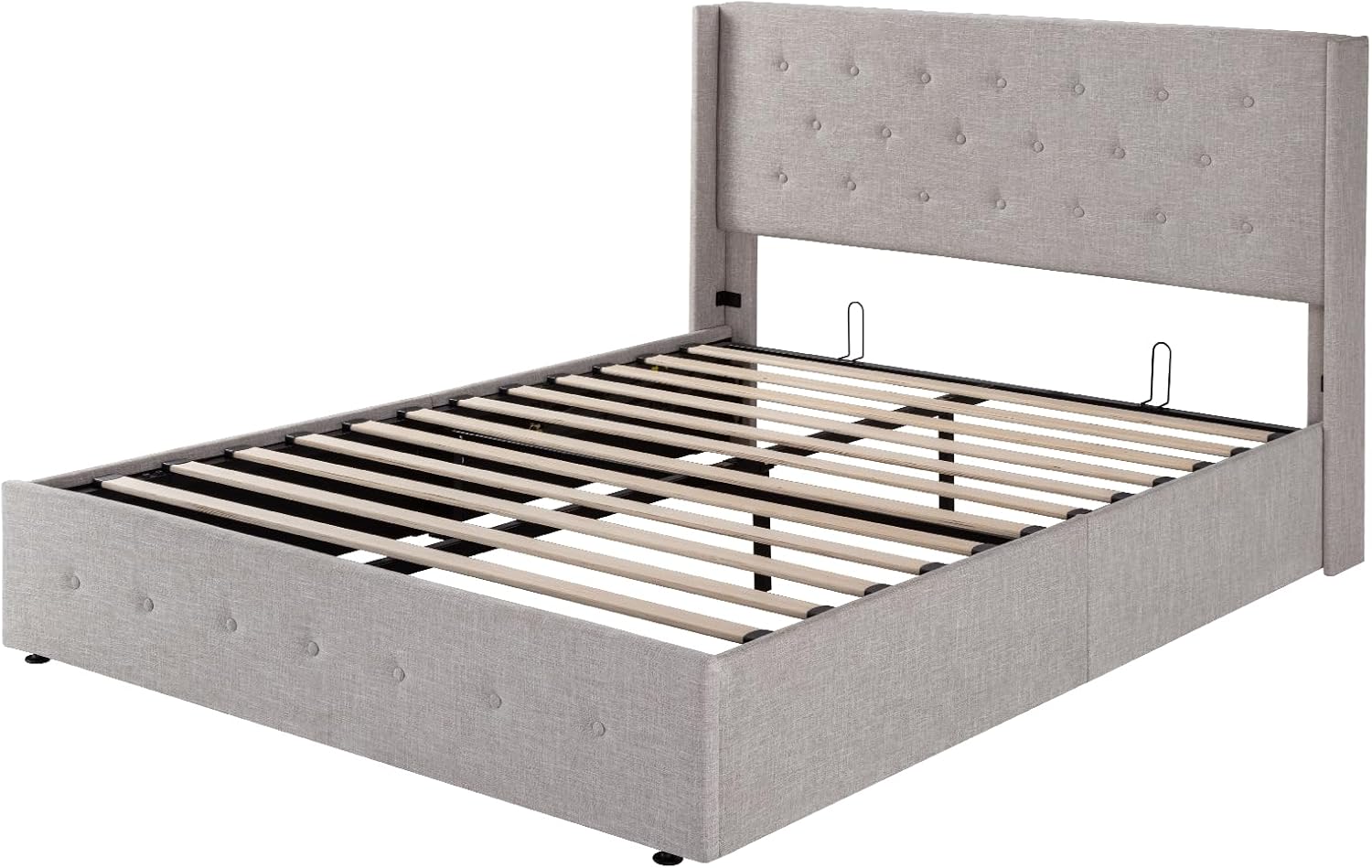 ALLEWIE Queen Size Lift Up Storage Bed with Wingback Headboard