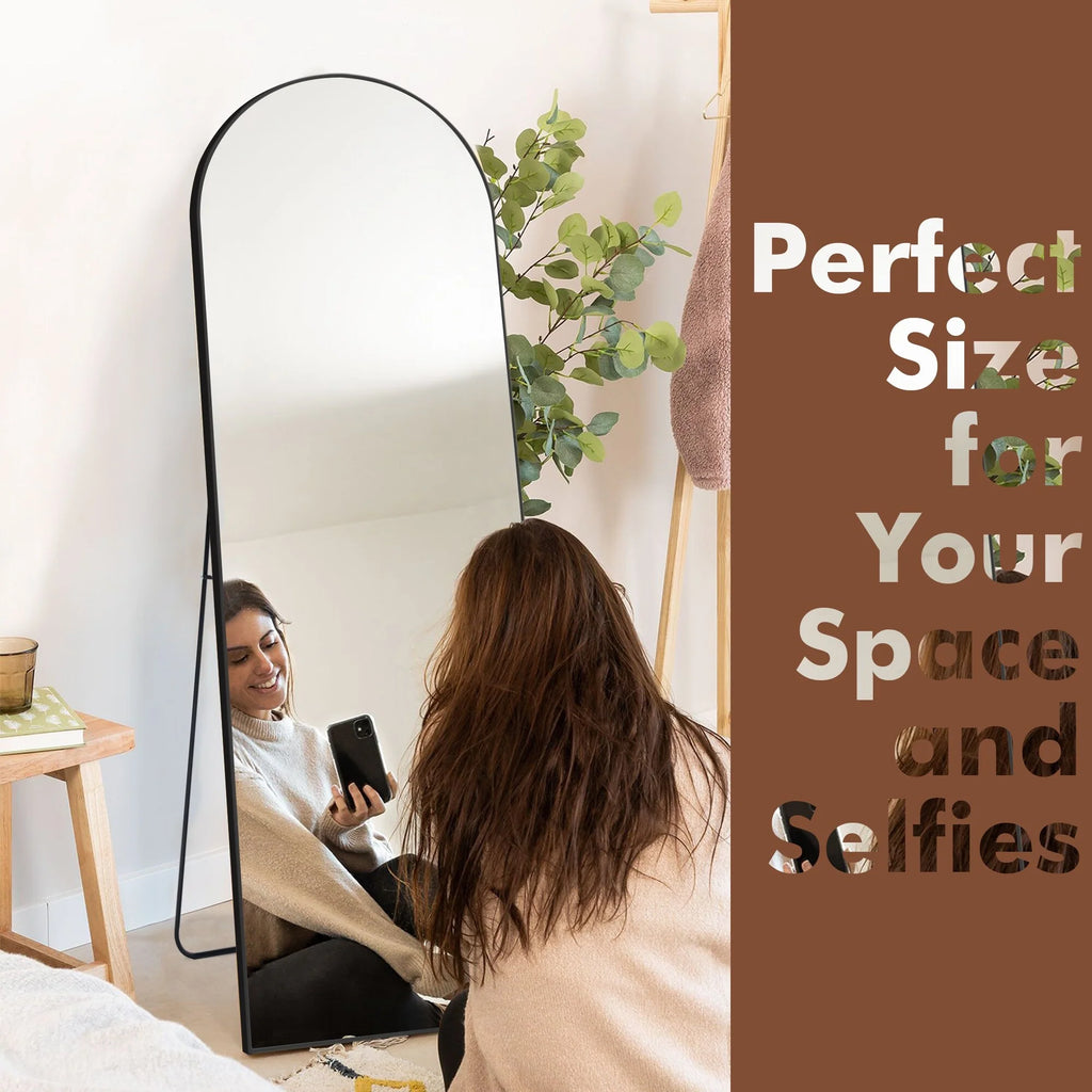 64x21 Full Length Floor Mirror with Stand Aluminum Alloy Frame,Wall-Mounted Mirror