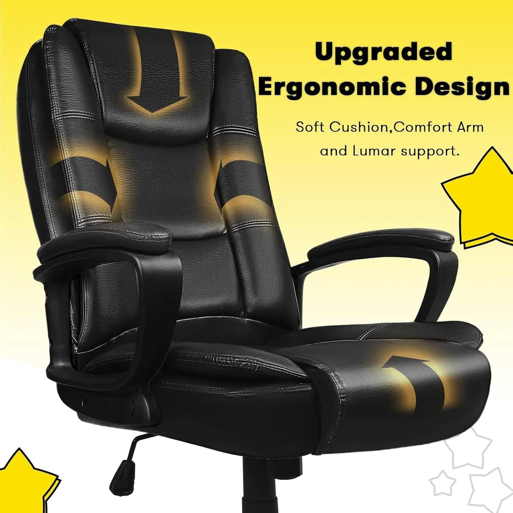 Bossin Big and Tall Office Chair High Back Executive Chair Ergonomic Adjustable Executive Leather Chair,400lbs