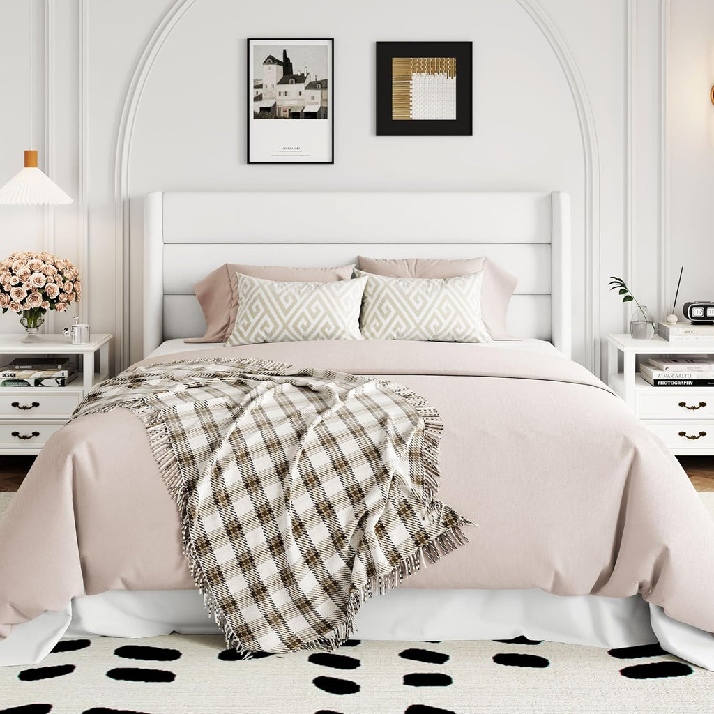 ALLEWIE Queen Size Lift Up Storage Bed with Wingback Headboard