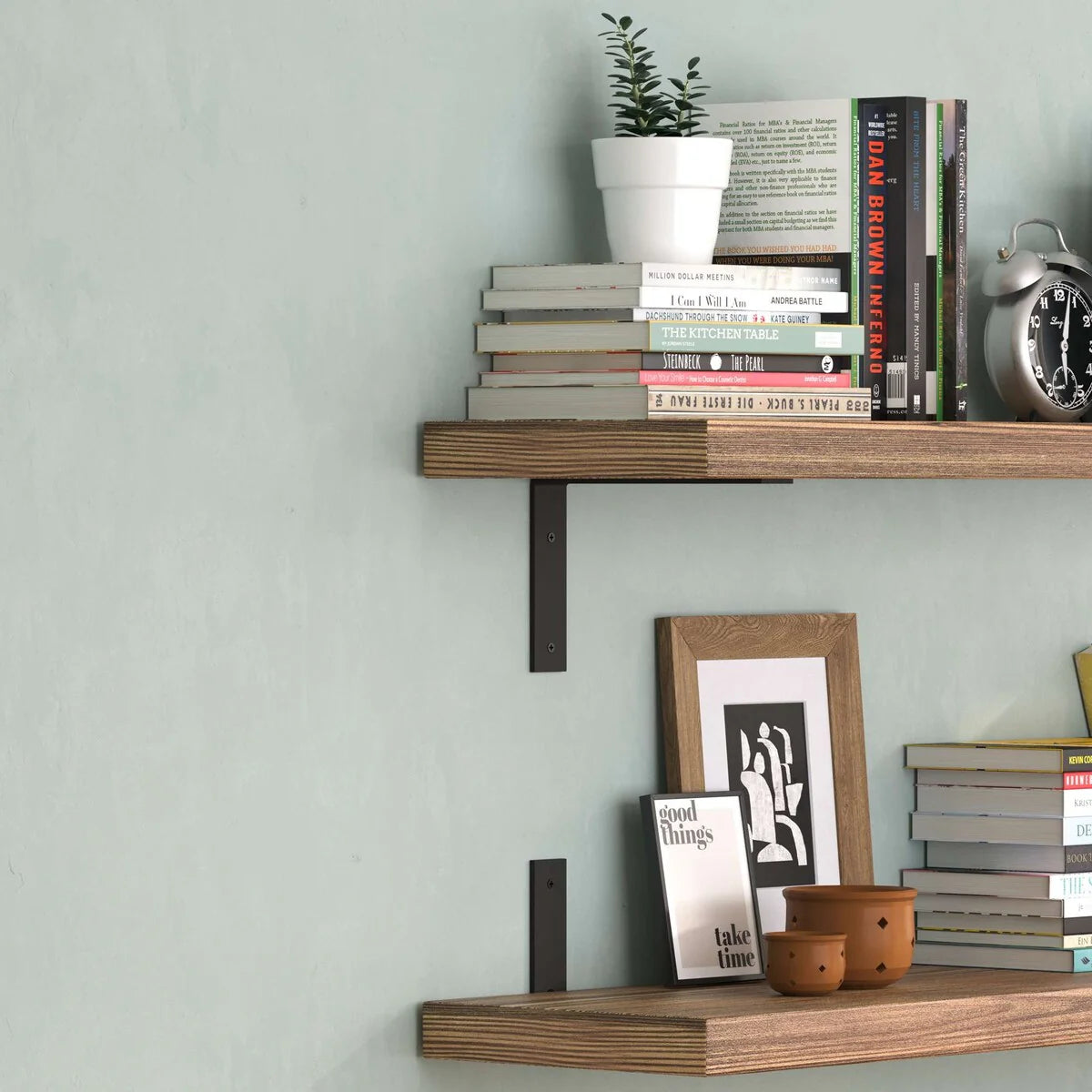Cervo 60 in x11.25 in Rustic Floating Shelves for Wall - 2 Pcs - Burnt