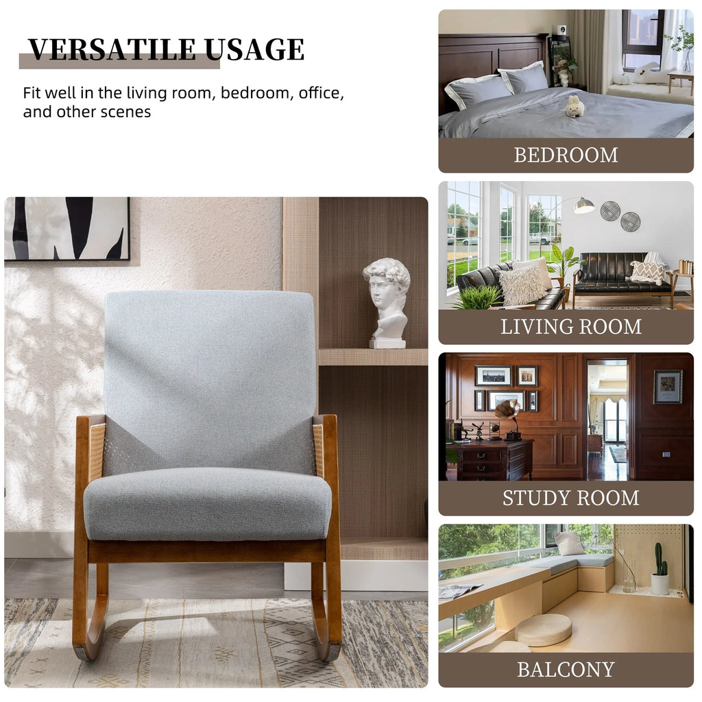Living room Comfortable rocking chair living room chair Armchair Upholstered Tall Back Accent Glider Rocker