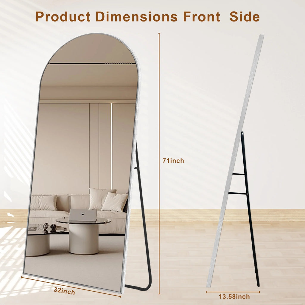 Modern Arched Full Length Aluminum Alloy Floor Mirror Standing Mirror