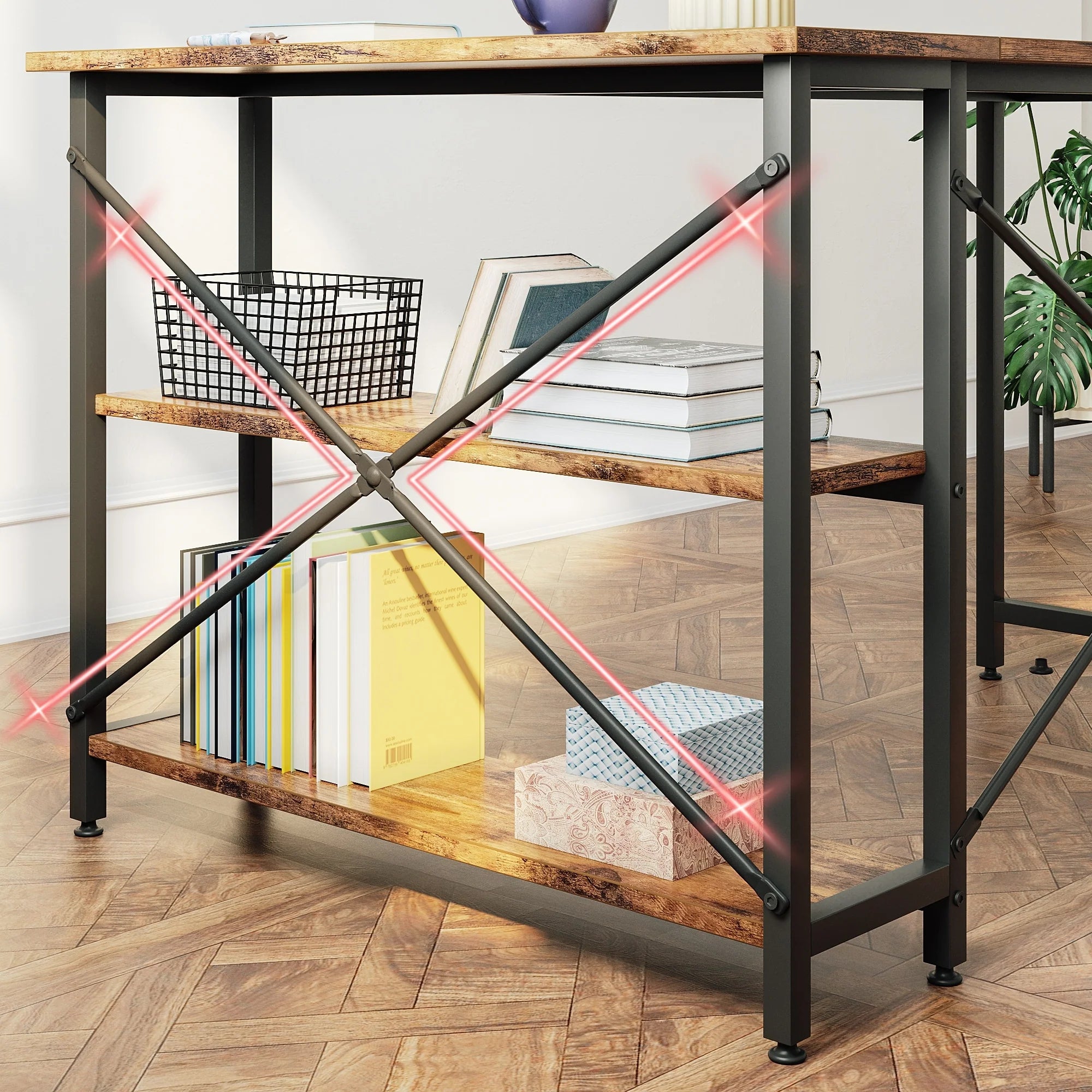 Small L Shaped Desk with Storage Shelves Corner Computer Desk