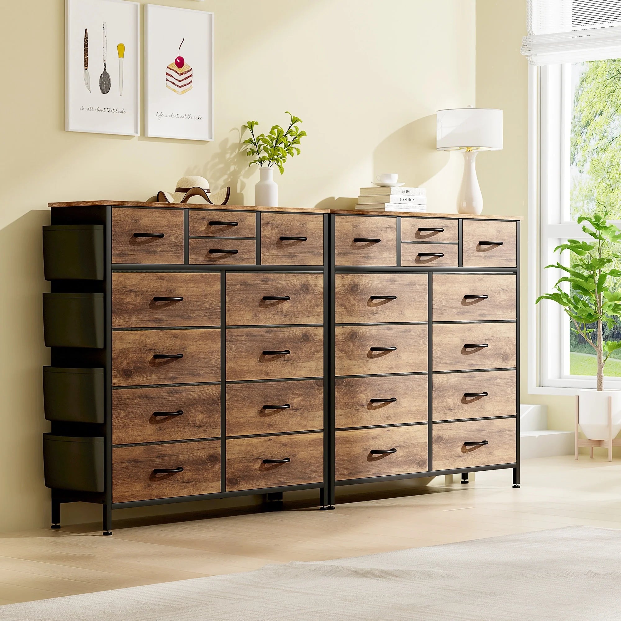 12 Drawer Dresser Fabric Tall Dressers for Bedroom Chest of Drawers