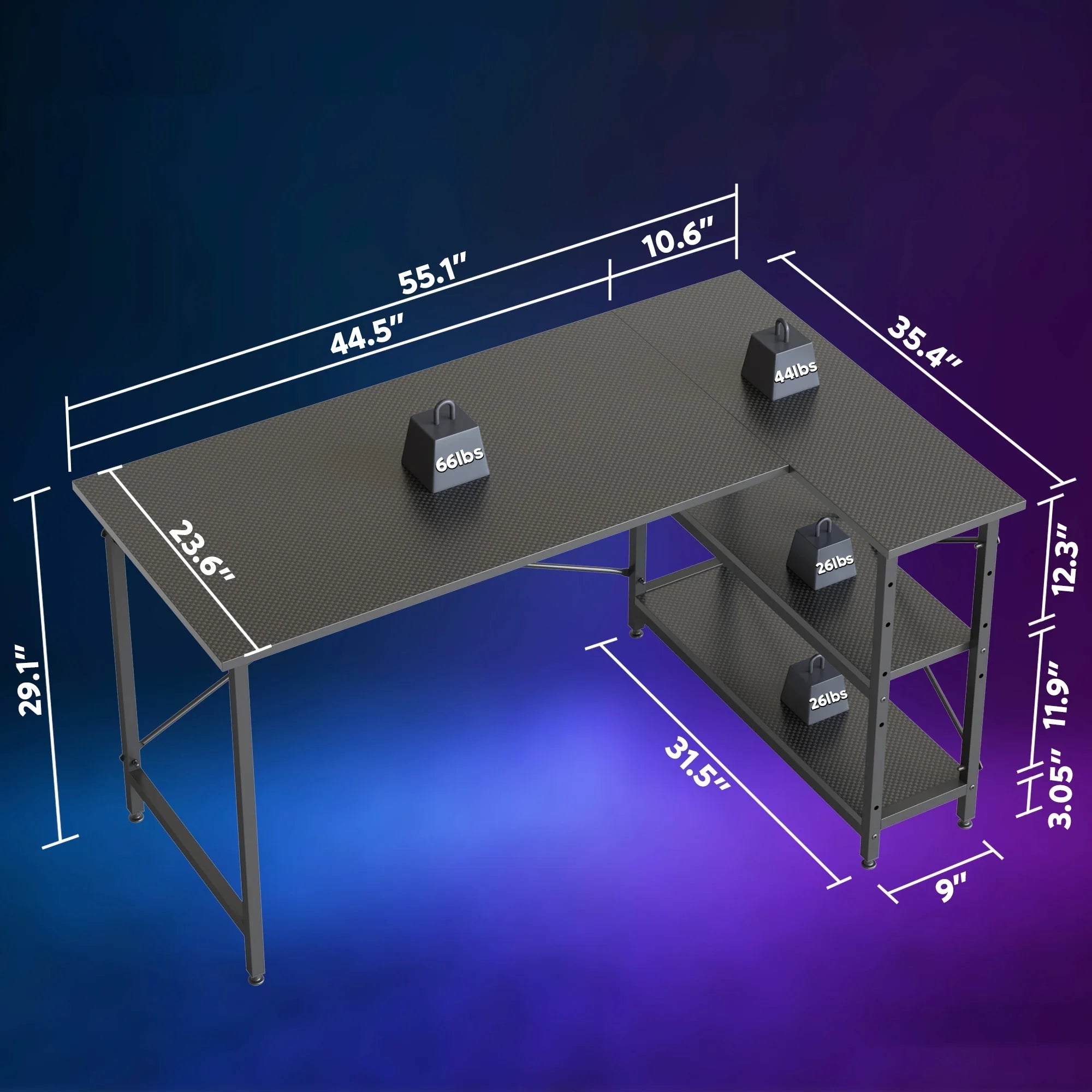 Small L Shaped Desk with Storage Shelves Corner Computer Desk