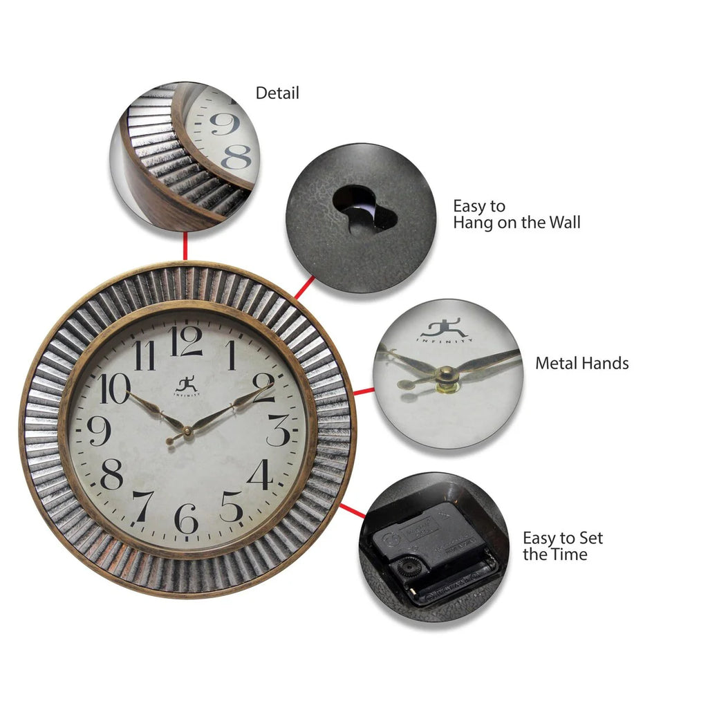 Ruche Rustic Industrial 16-inch Wall Clock by Infinity Instruments - 16 x 2 x 16