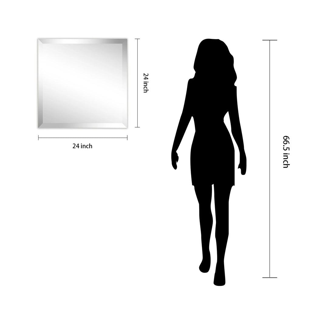 Frameless Beveled Prism Wall Mirror-Square/Rectangluar - Clear