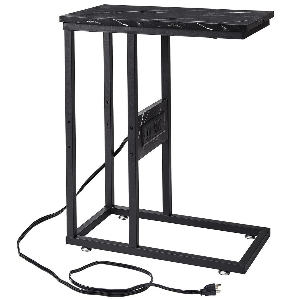 Javlergo Set of 2 C-Shaped Sofa Side Table, Small End Table for Living Room, Narrow Bedside/TV Tray Table