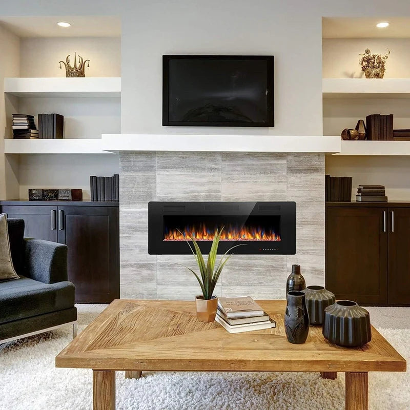 Electric Fireplace Heater Recessed Wall-mounted w/ RC (750-1500W)