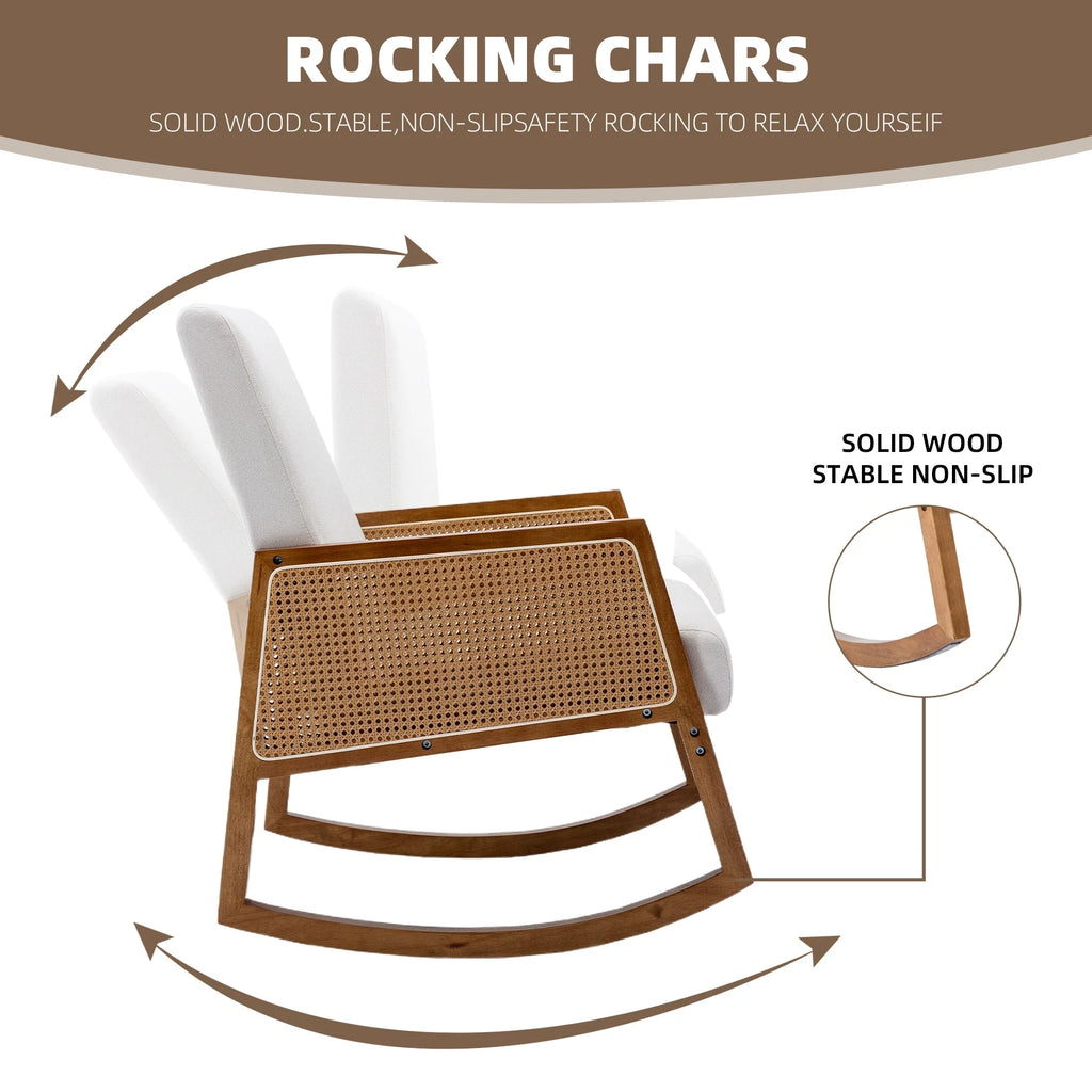 Living room Comfortable rocking chair living room chair Armchair Upholstered Tall Back Accent Glider Rocker