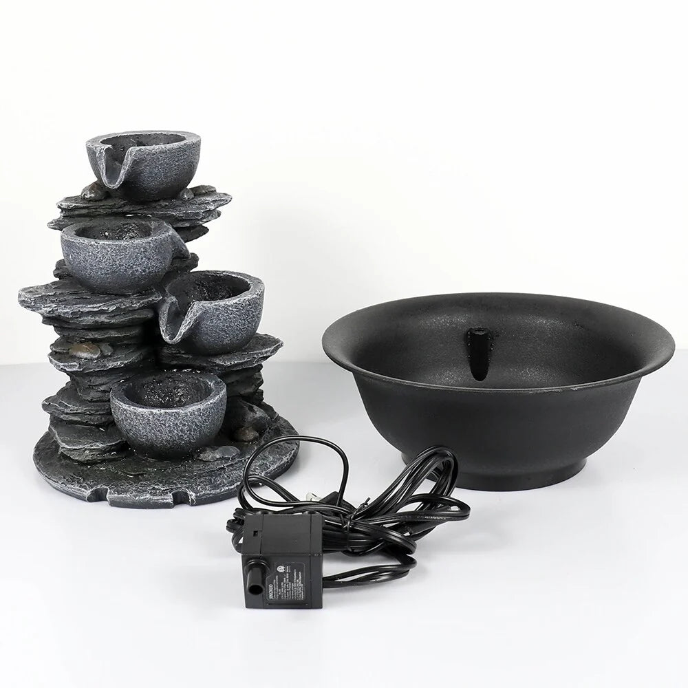 4-Tier Water Fountain Indoor Relaxation Waterfall Feature for Home