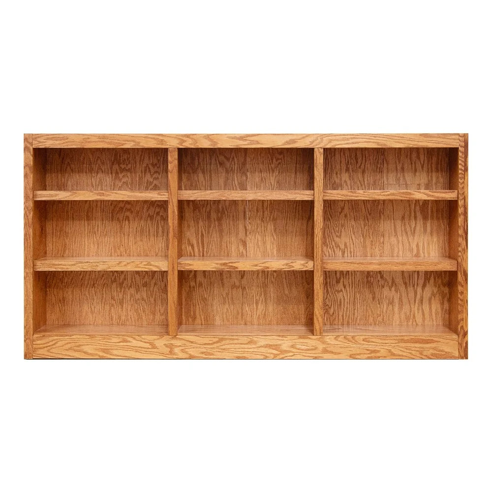 Concepts in Wood Triple Wide Wood Bookcase, 9 Shelf, 36 inch Tall