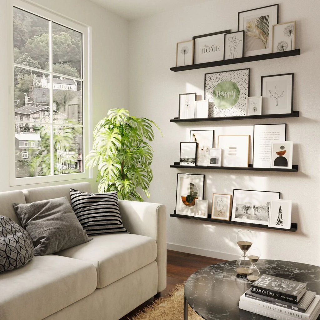 Wallniture Boston 46 Floating Shelves for Wall, Picture Ledge (Set of 4)