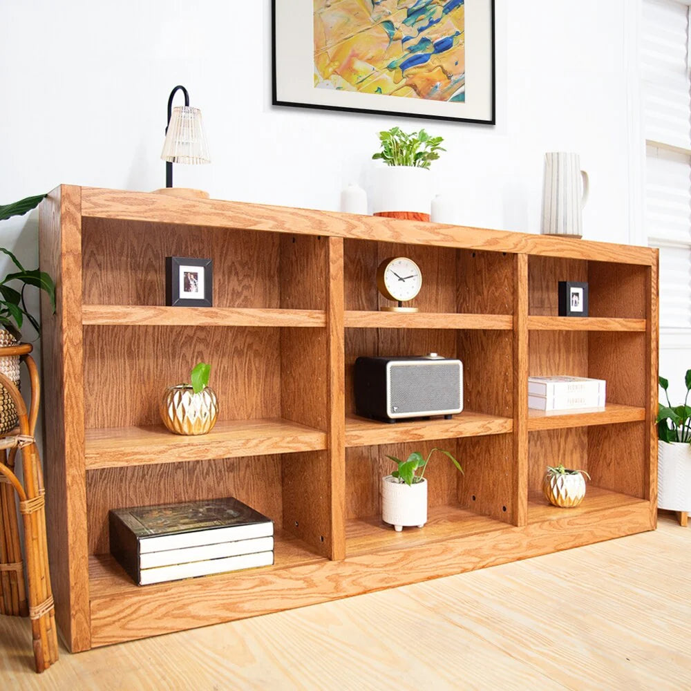 Concepts in Wood Triple Wide Wood Bookcase, 9 Shelf, 36 inch Tall