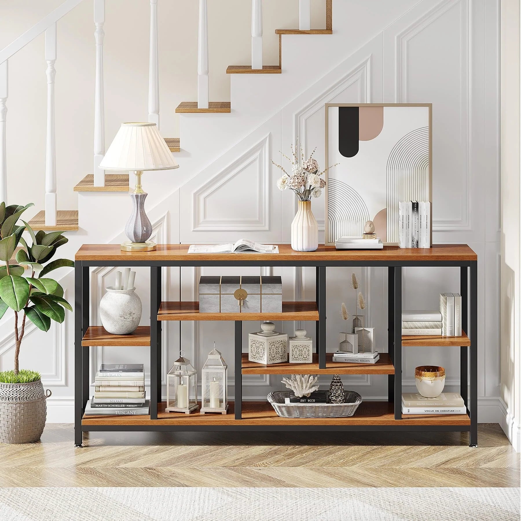 70.9 inch Console Sofa Table with Storage, 3-Tier Entryway Table for Hallway