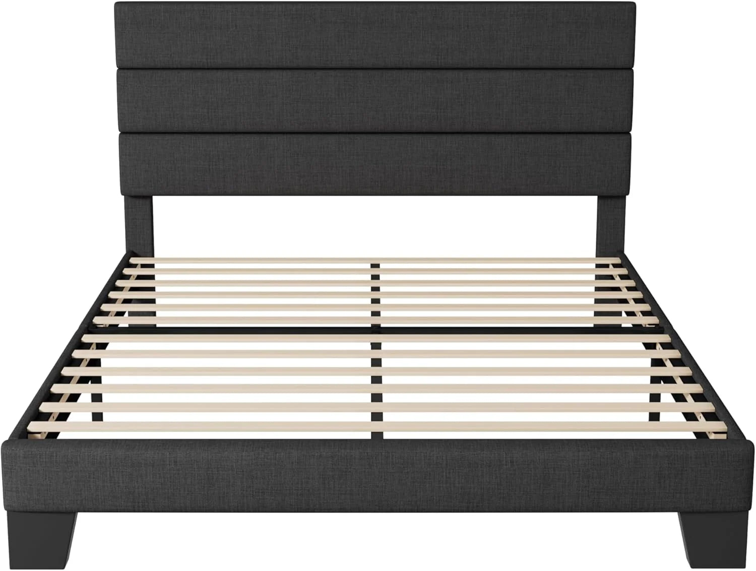 ALLEWIE Queen Size Upholstered Platform Bed Frame - Dark Grey