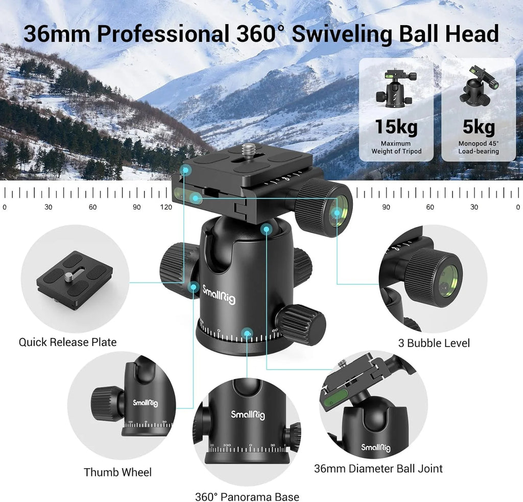 SmallRig Camera Tripod, 71" Foldable Aluminum Tripod/Monopod