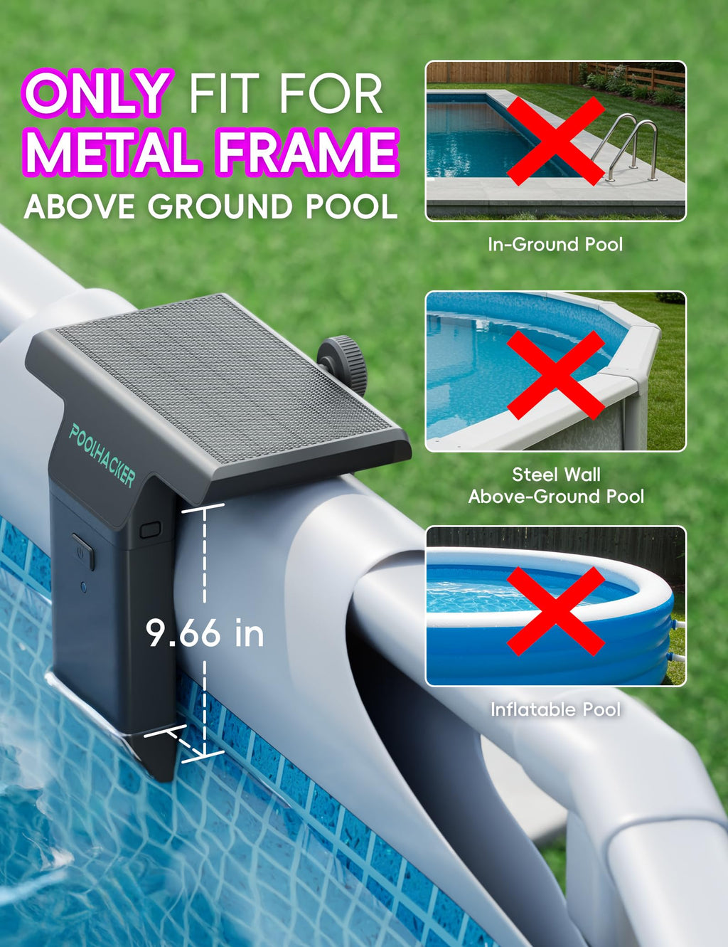 POOLHACKER Solar Pool Lights Only for Steel Wall Above Ground Pool