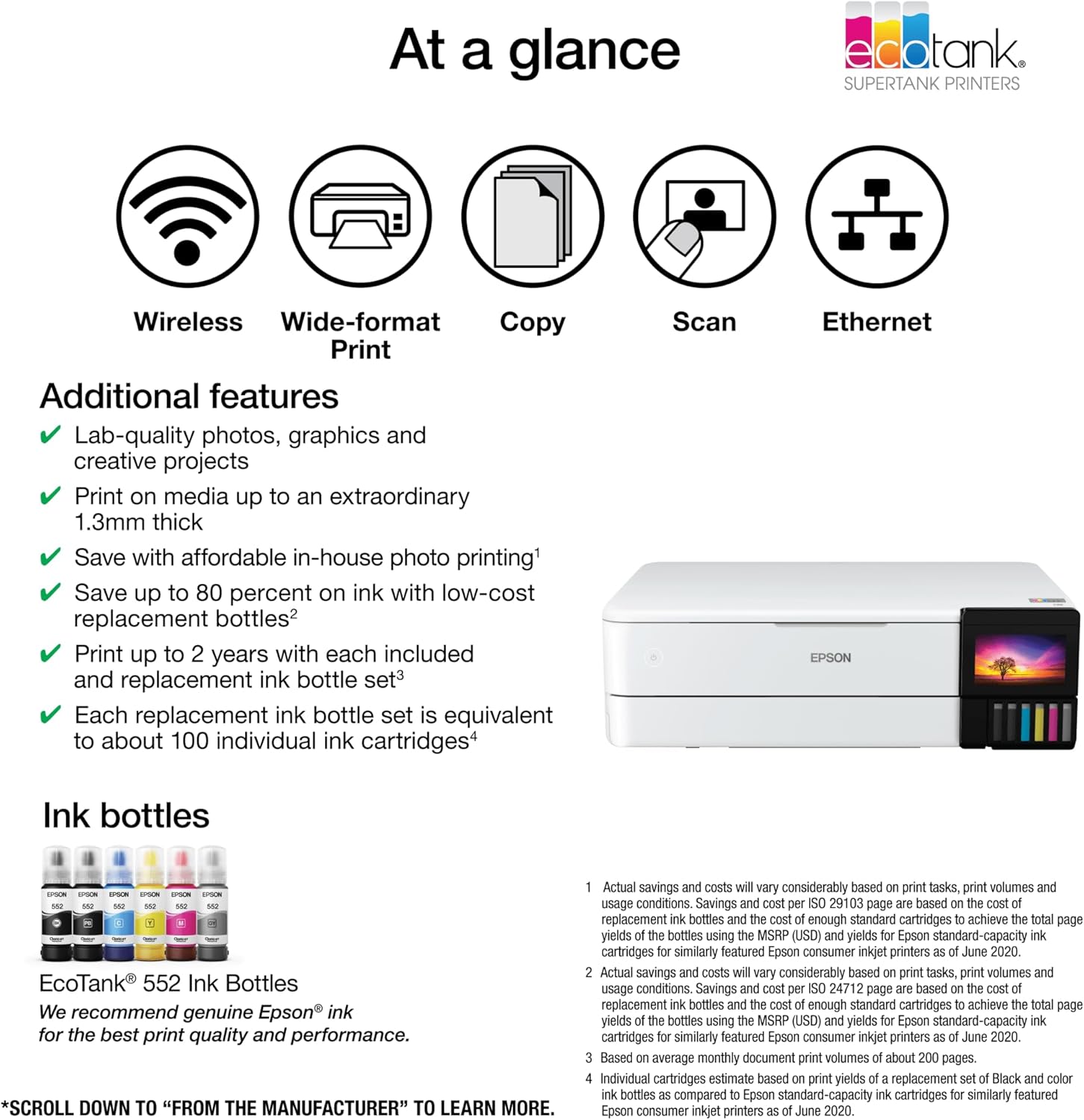 EPSON Ecotank ET-8550 Wireless Wide-Format All-In-One Printer