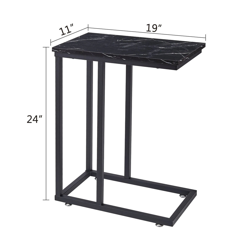 Javlergo Set of 2 C-Shaped Sofa Side Table, Small End Table for Living Room, Narrow Bedside/TV Tray Table